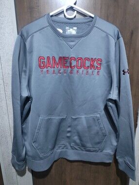 Under Armour Gray Crewneck Sweatshirt with Red Gamecocks Embroidery